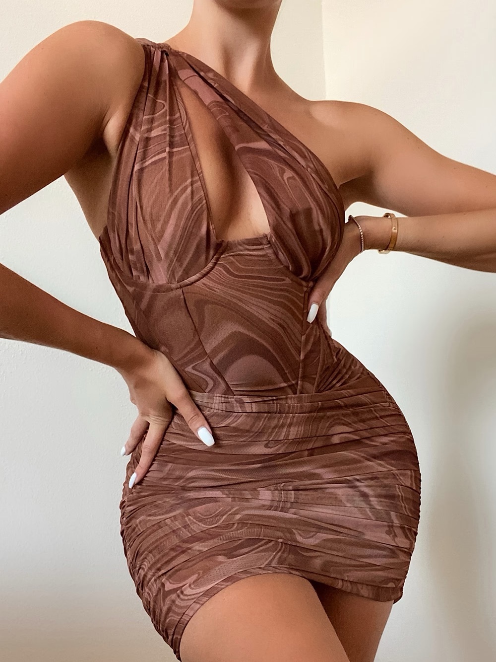 House of CB CLEMENTINE Swirl Print Cut Out Mini Dress NWOT